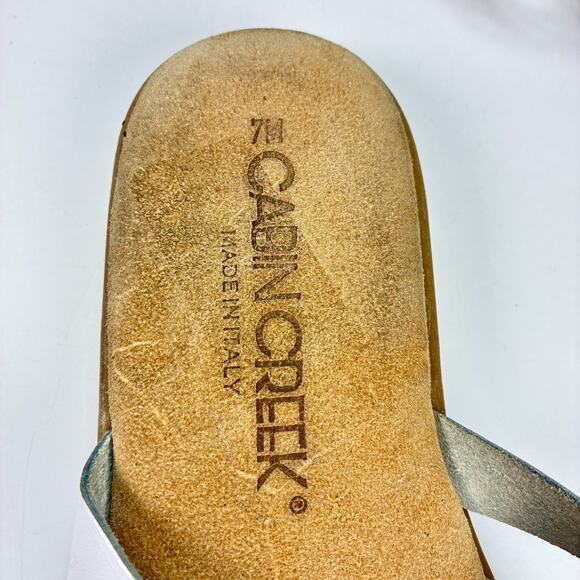 Cabin Creek White Brown Crisscross Strap Slides Sandals Casual Women’s Size 7M - Picture 8 of 9